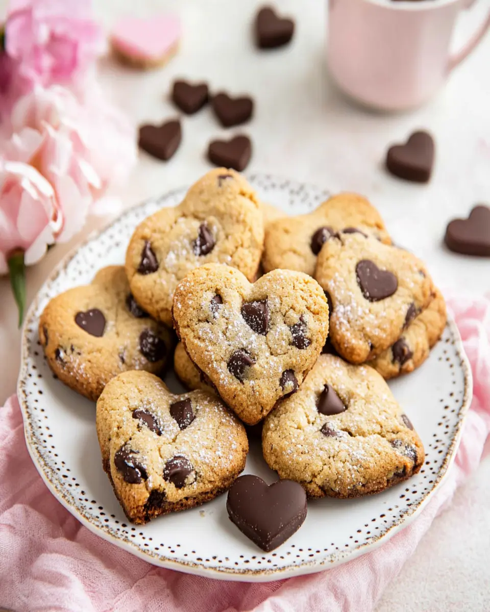 Heart-Shaped Chocolate Chip Cookies First Image First Image