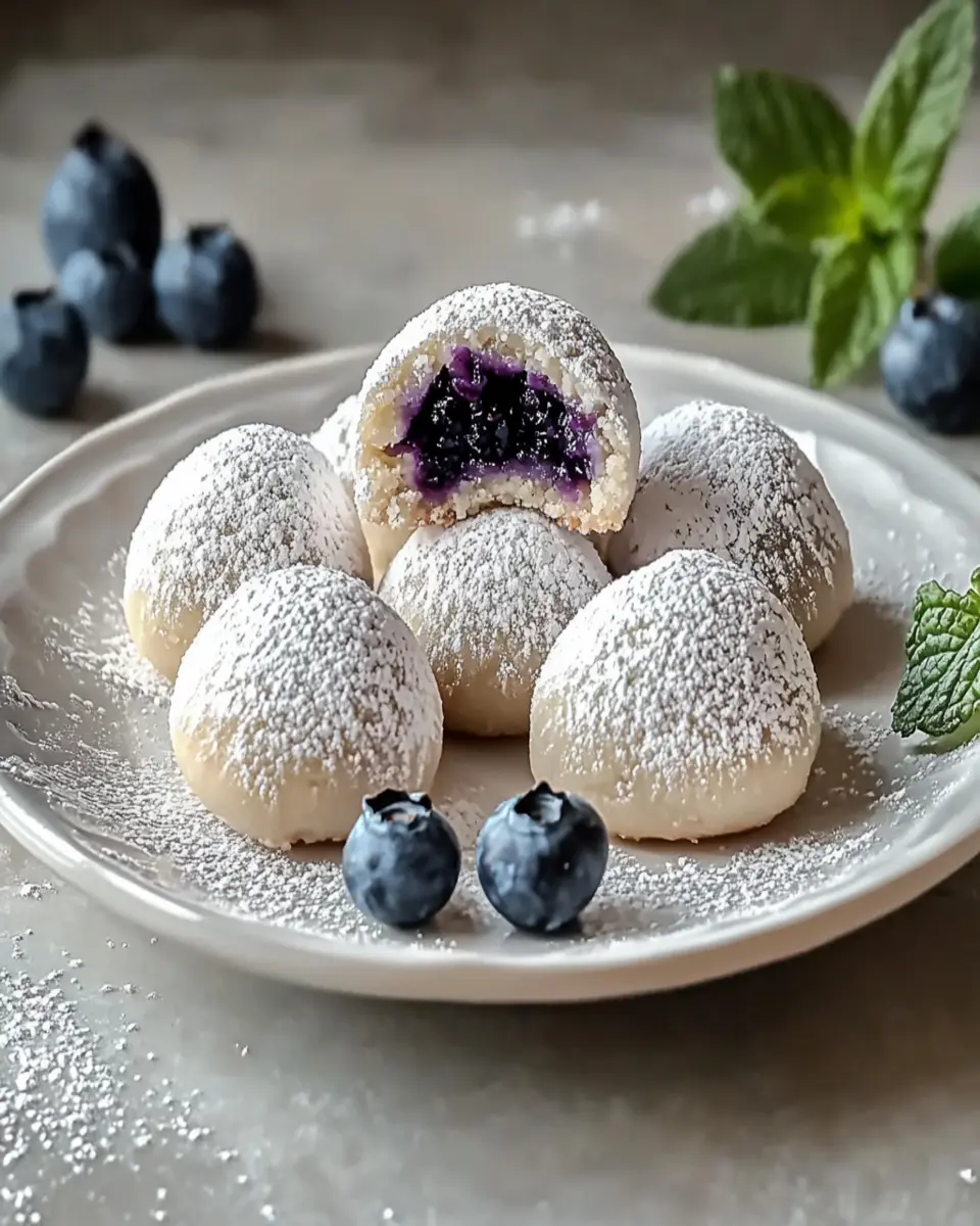 Blueberry-Filled Almond Snowball Cookies for Sweet Bliss First Image First Image