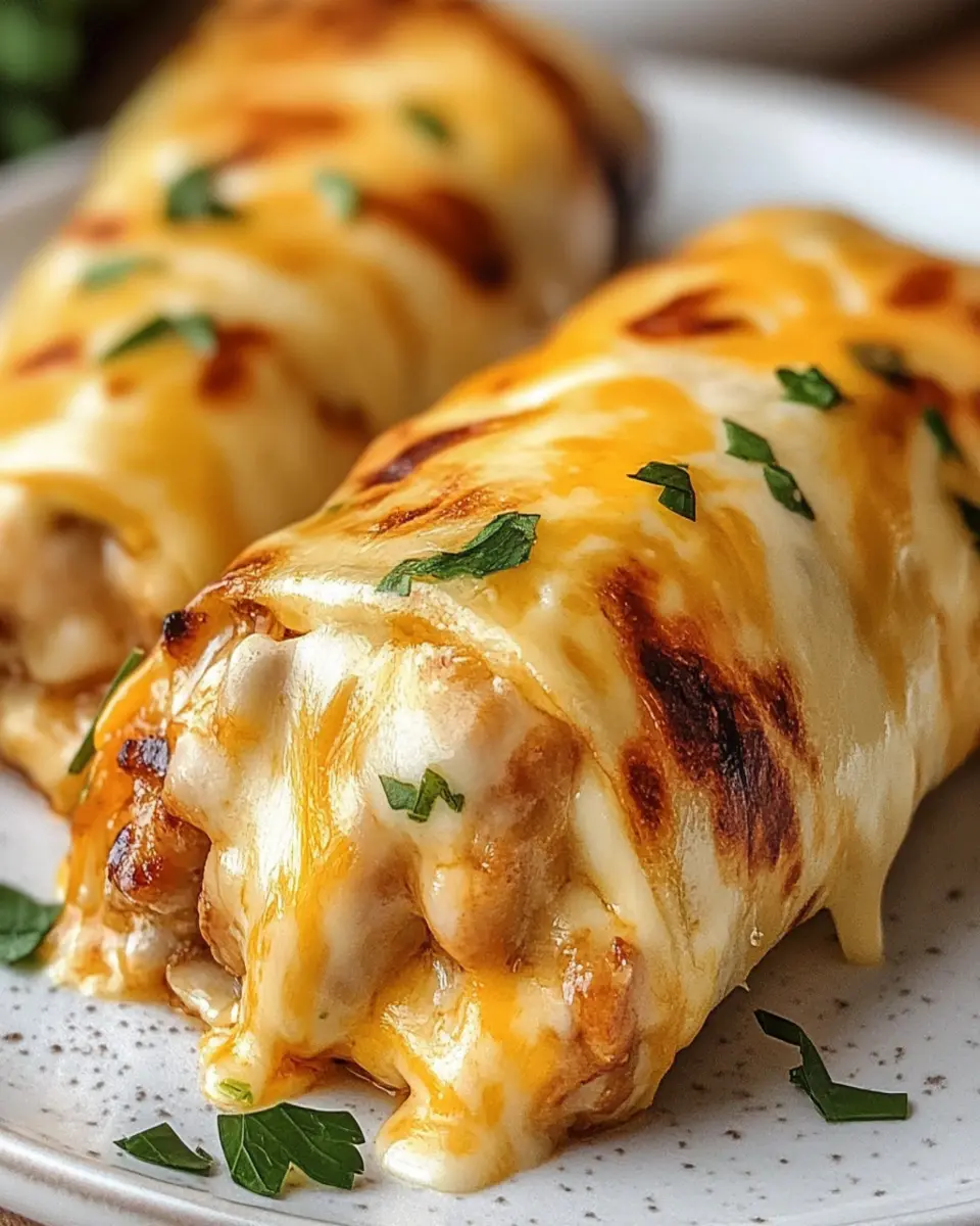 Ooey-Gooey Cheesy Garlic Chicken Wraps First Image First Image
