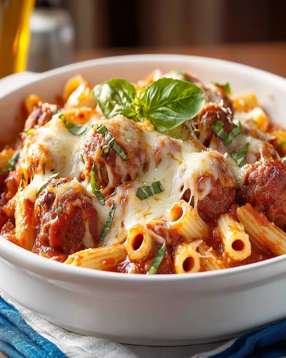 Three-Cheese Meatball Mostaccioli First Image First Image