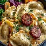 Easy Creamy Pierogi with Turkey Sausage First Image First Image