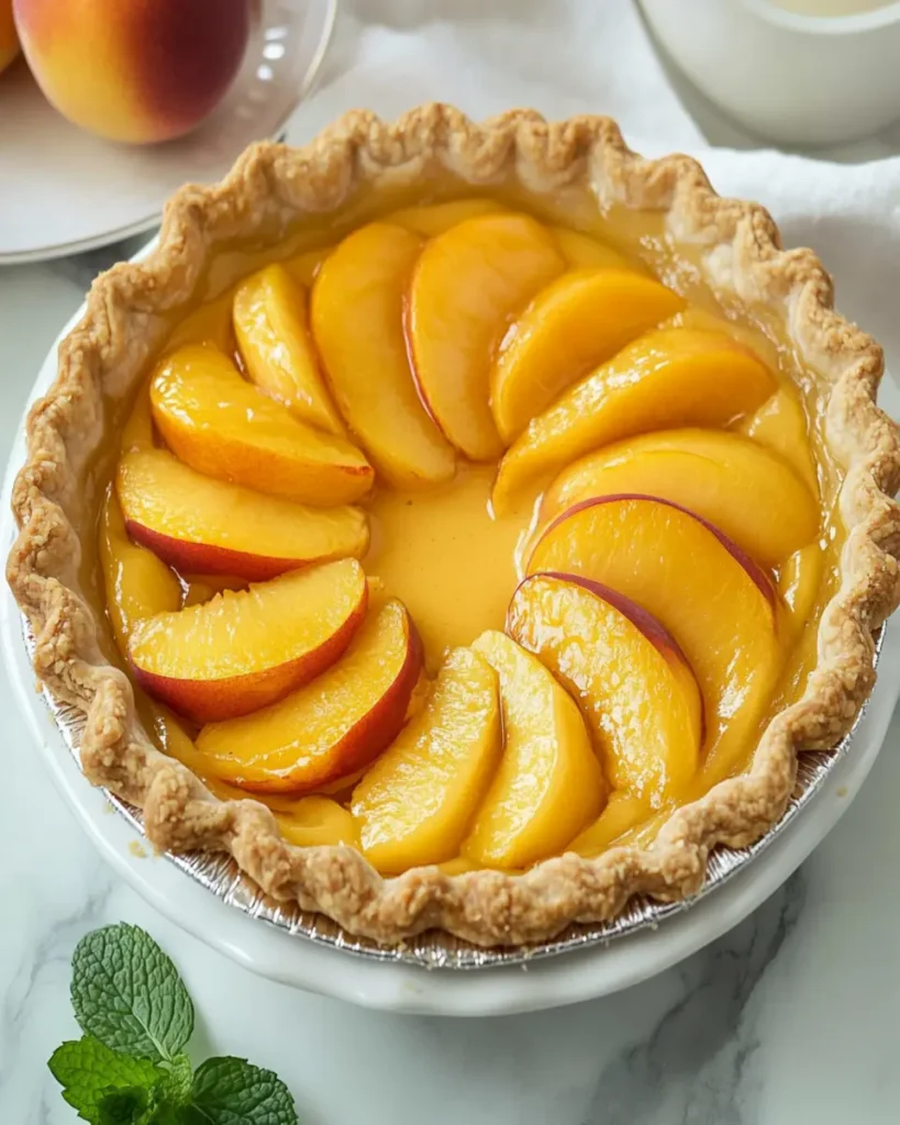 Homemade Peach Custard Pie First Image First Image