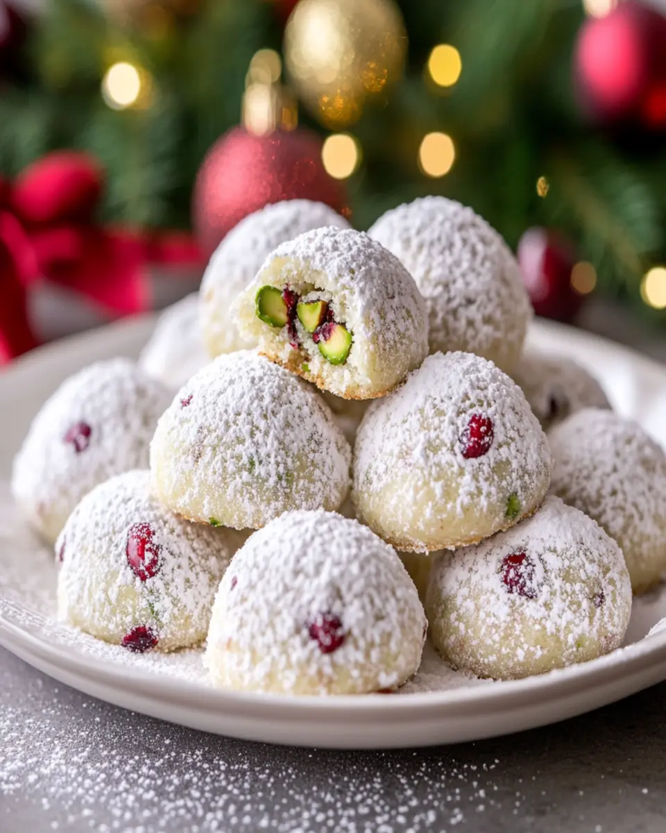 Pistachios & Cranberries Snowball Cookies First Image First Image