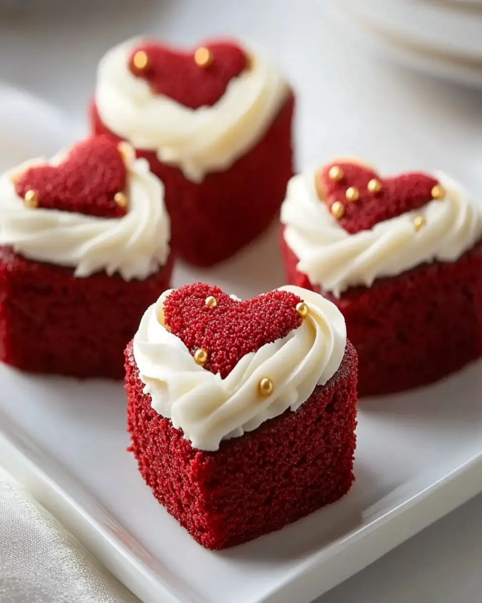 Heart-Shaped Red Velvet Mini Cakes First Image First Image