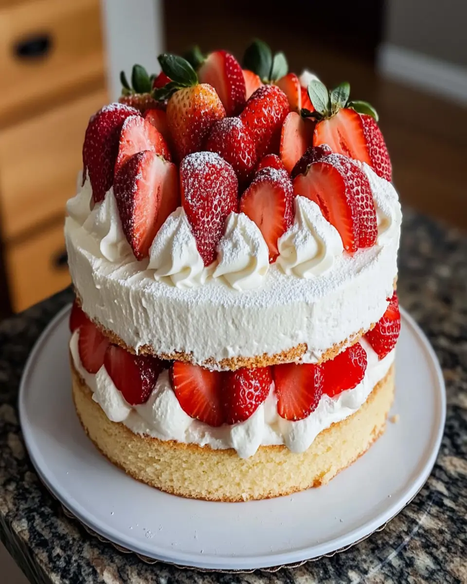 Layered Strawberry Angel Food Cake First Image First Image