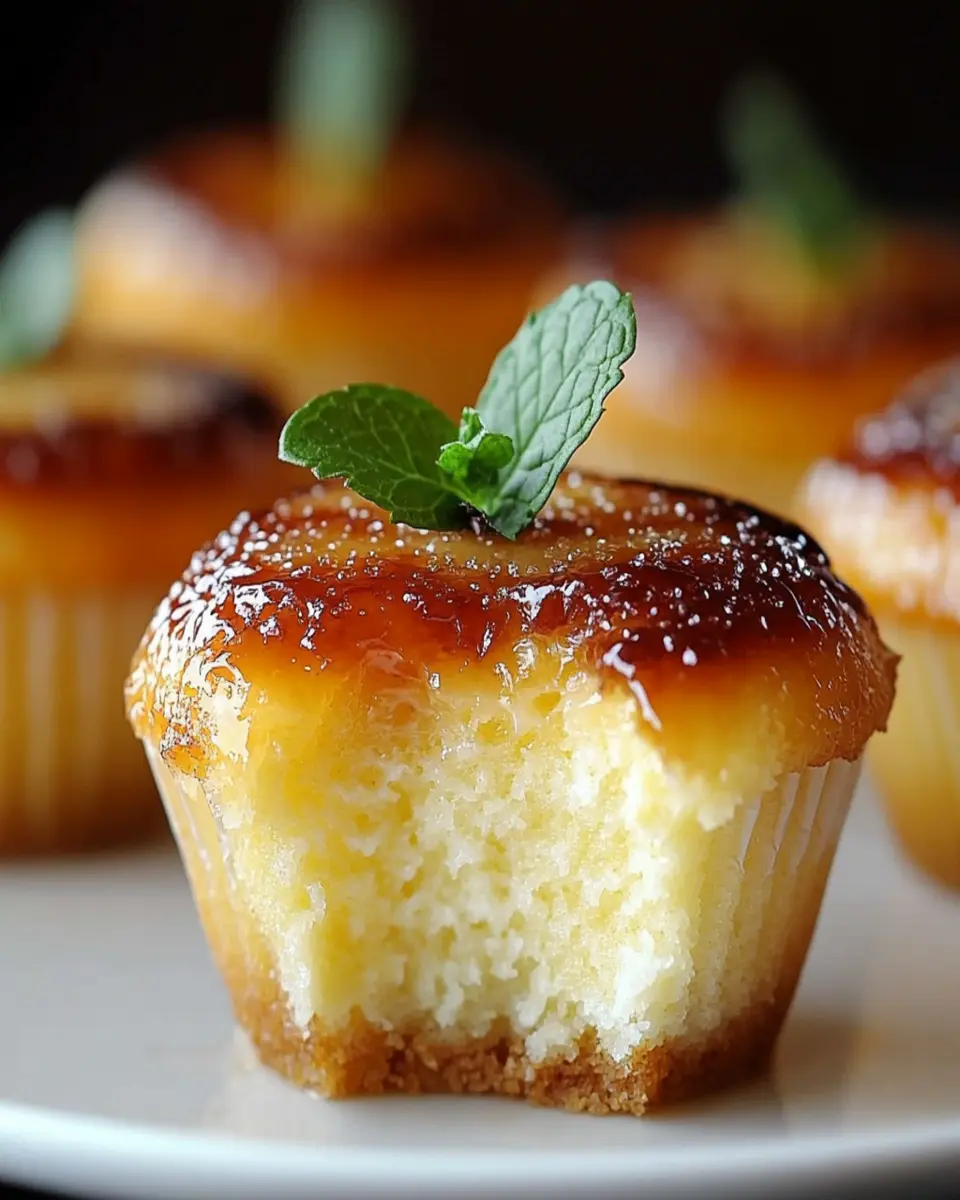 Vanilla Crème Brûlée Cheesecake Cupcakes with Caramelized Sugar Topping - Mini Cream Cheese Desserts with Real Vanilla Bean Handmade Treats First Image First Image