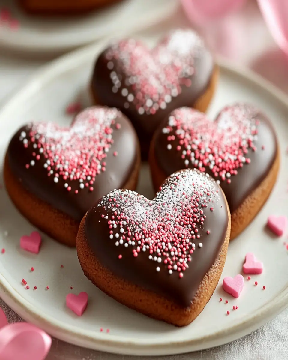 Chocolate Dipped Heart Cookies First Image First Image