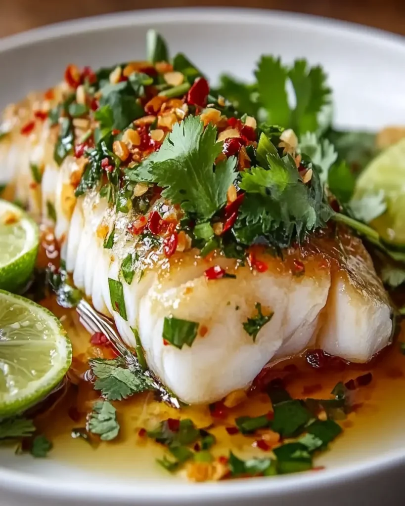 Thai Lime-Garlic Steamed Fish Recipe First Image First Image